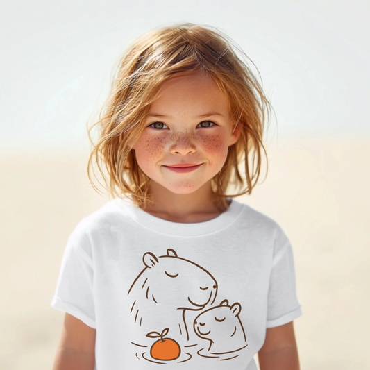 Cute Capybaras with Orange Toddler T-shirt (2 to 6 years old)