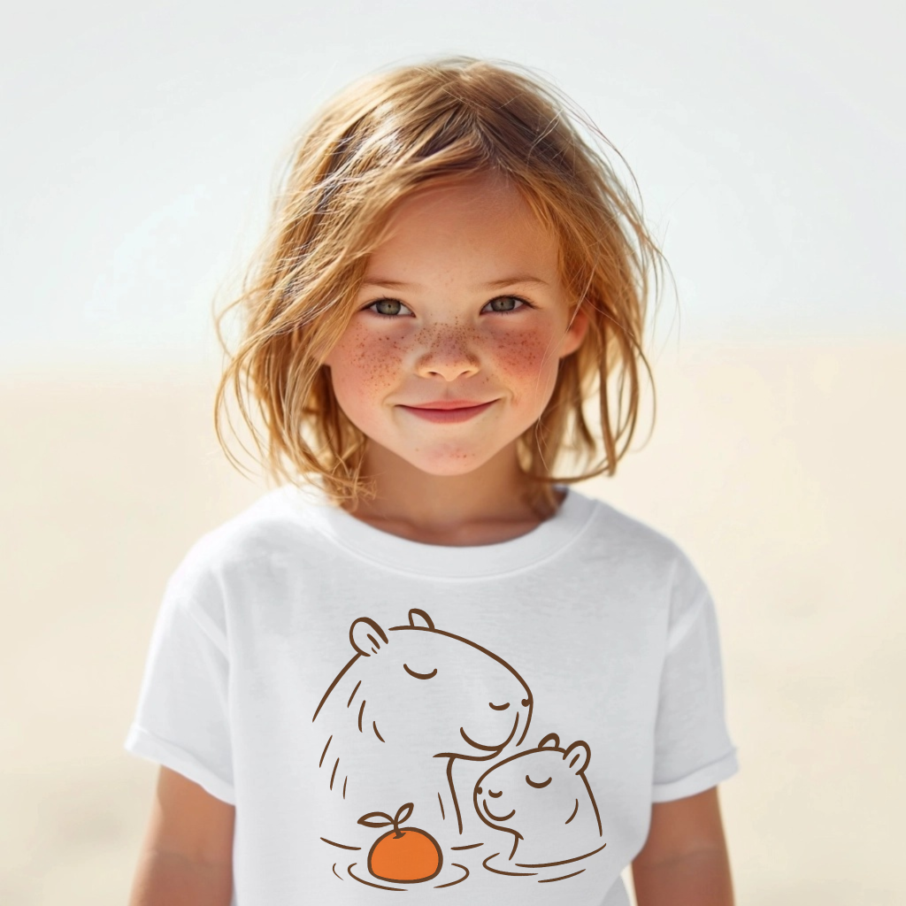 Cute Capybaras with Orange Toddler T-shirt (2 to 6 years old)