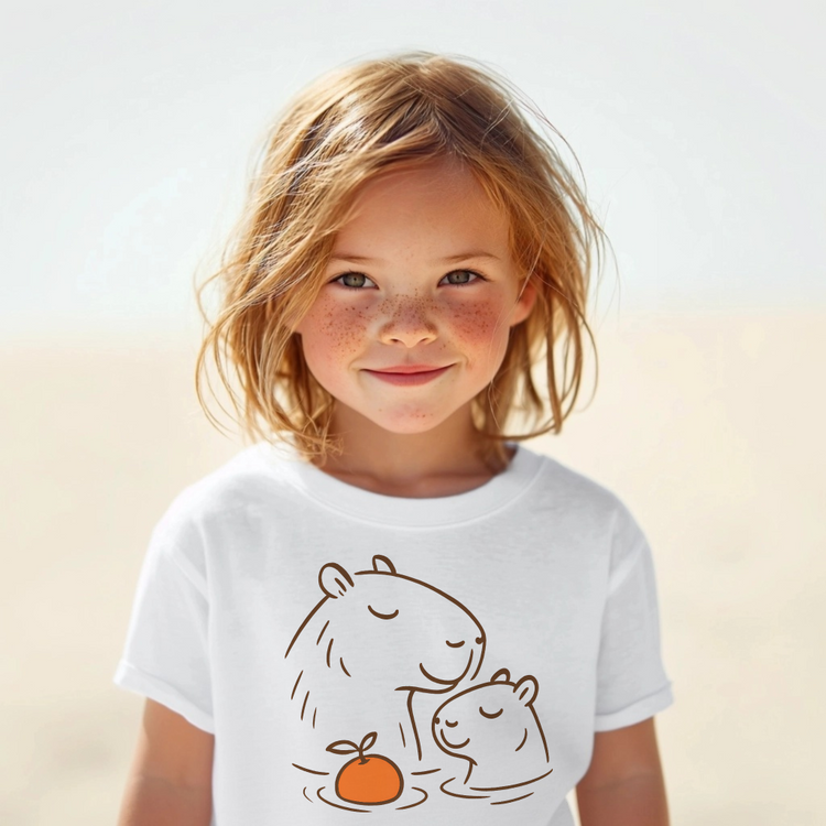 Cute Capybaras with Orange Toddler T-shirt (2 to 6 years old)